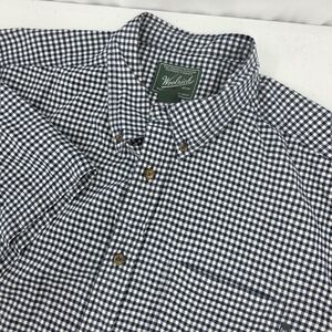 Woolrich Navy White Gingham Button Down Short Sleeve Shirt Men's Size XL Cotton.